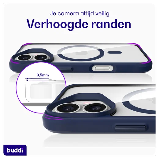 Buddi Hybrid Apple iPhone 17 Hoesje MagSafe Back Cover Transparant Blauw afbeelding 6