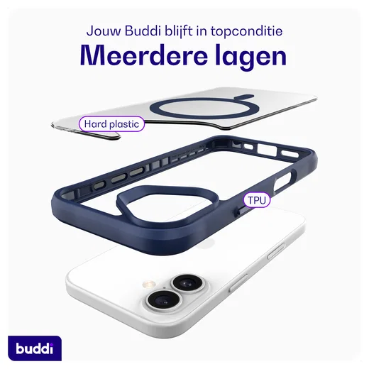 Buddi Hybrid Apple iPhone 17 Hoesje MagSafe Back Cover Transparant Blauw afbeelding 8