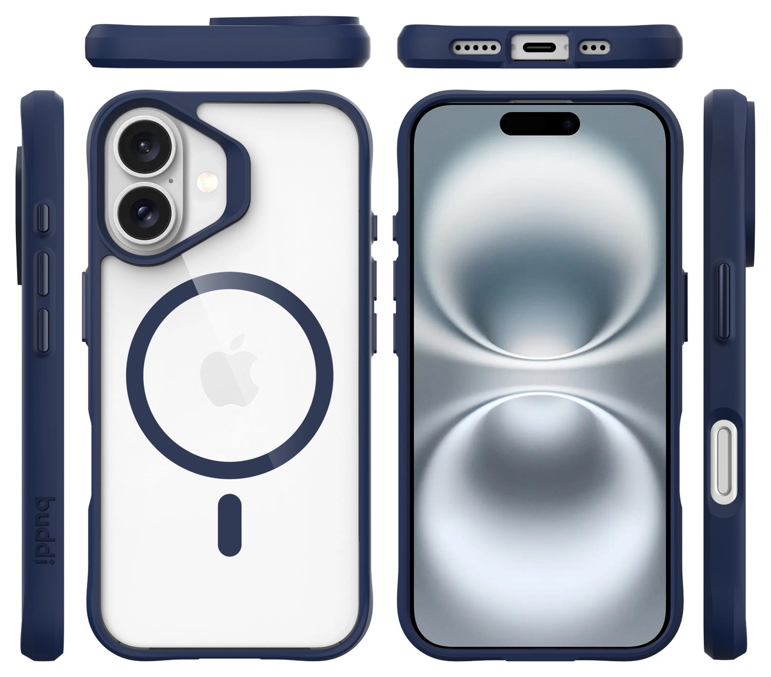 Buddi Hybrid Apple iPhone 17 Hoesje MagSafe Back Cover Transparant Blauw afbeelding 10