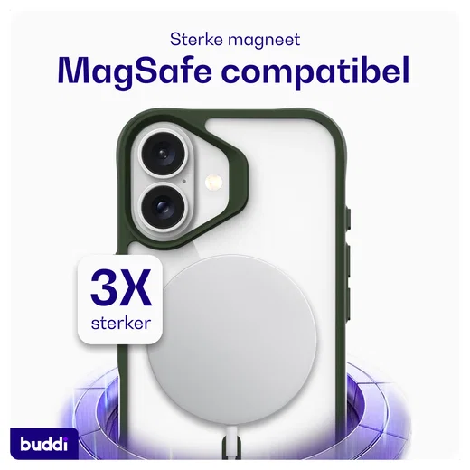 Buddi Hybrid Apple iPhone 17 Hoesje MagSafe Back Cover Transparant Groen afbeelding 4