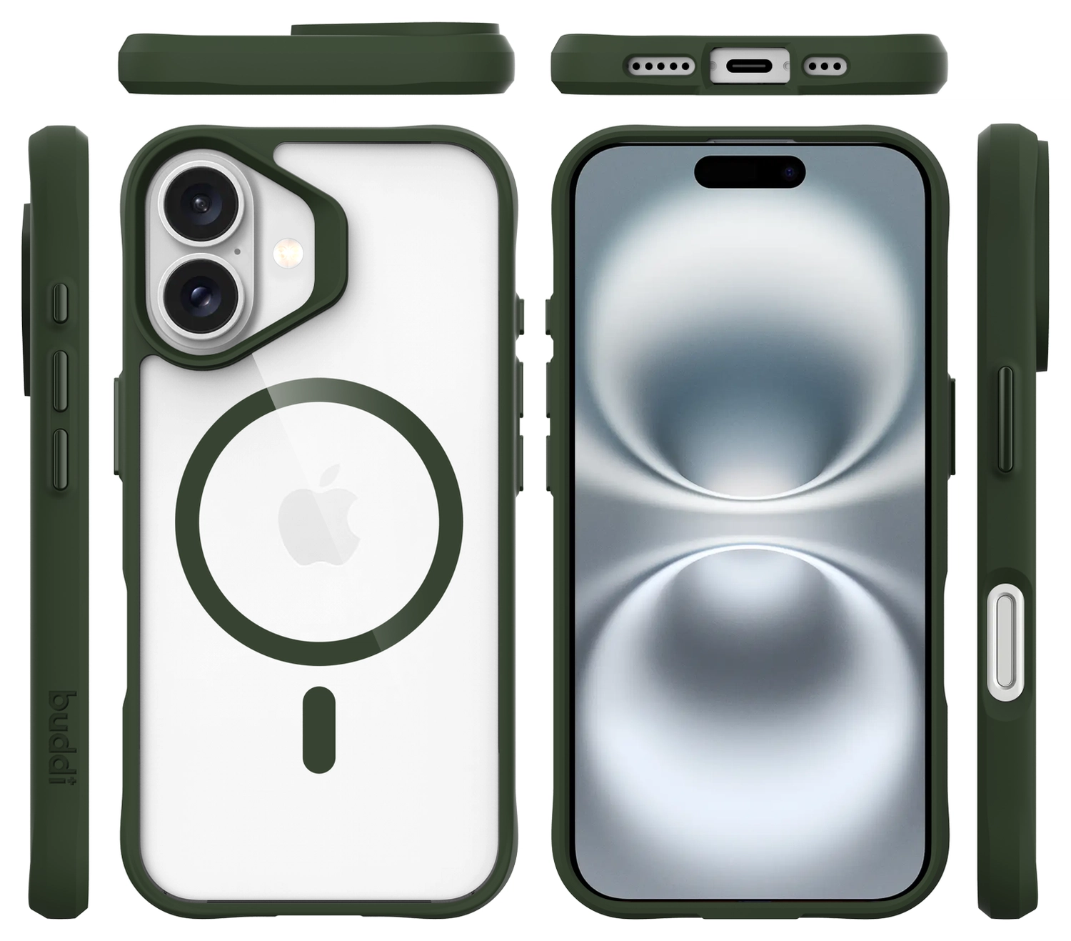 Buddi Hybrid Apple iPhone 17 Hoesje MagSafe Back Cover Transparant Groen afbeelding 10
