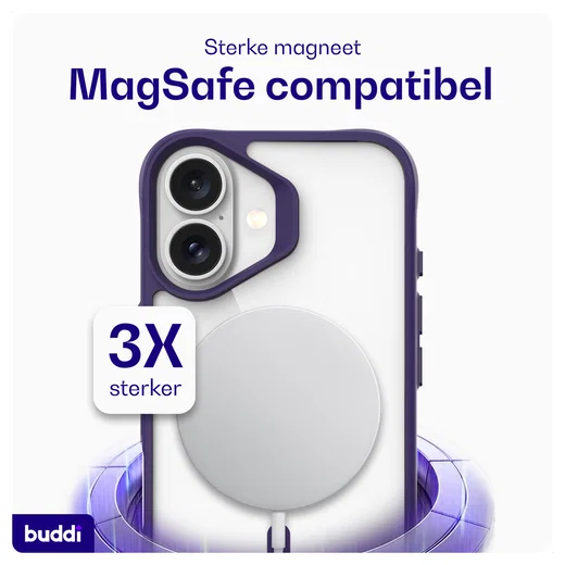 Buddi Hybrid Apple iPhone 17 Hoesje MagSafe Back Cover Transparant Paars afbeelding 4