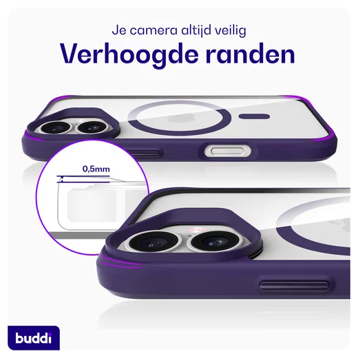 Buddi Hybrid Apple iPhone 17 Hoesje MagSafe Back Cover Transparant Paars afbeelding 6