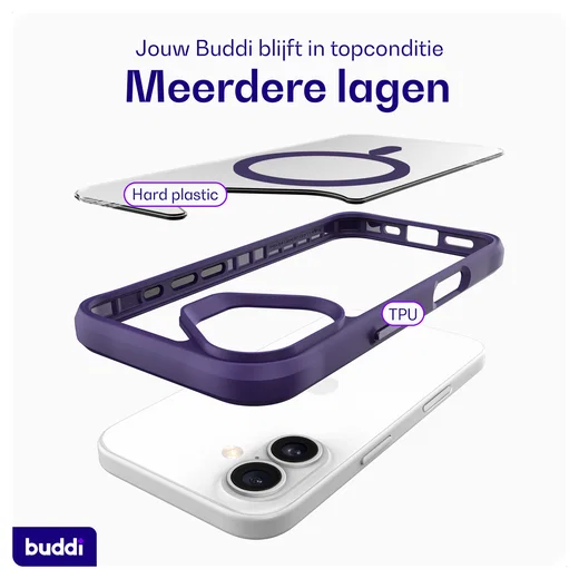 Buddi Hybrid Apple iPhone 17 Hoesje MagSafe Back Cover Transparant Paars afbeelding 8
