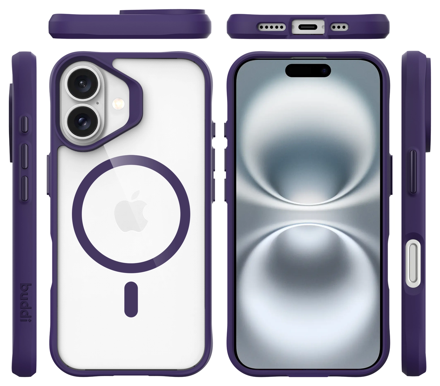 Buddi Hybrid Apple iPhone 17 Hoesje MagSafe Back Cover Transparant Paars afbeelding 10