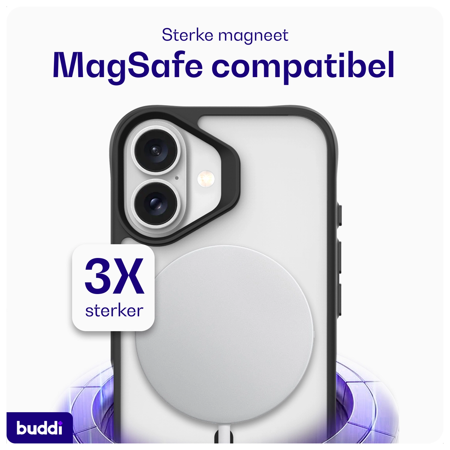 Buddi Hybrid Apple iPhone 17 Hoesje MagSafe Back Cover Matte Zwart afbeelding 4