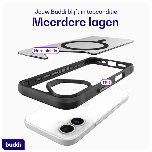 Buddi Hybrid Apple iPhone 17 Hoesje MagSafe Back Cover Matte Zwart afbeelding 8