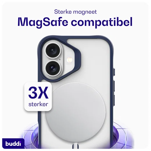 Buddi Hybrid Apple iPhone 17 Hoesje MagSafe Back Cover Matte Blauw afbeelding 4
