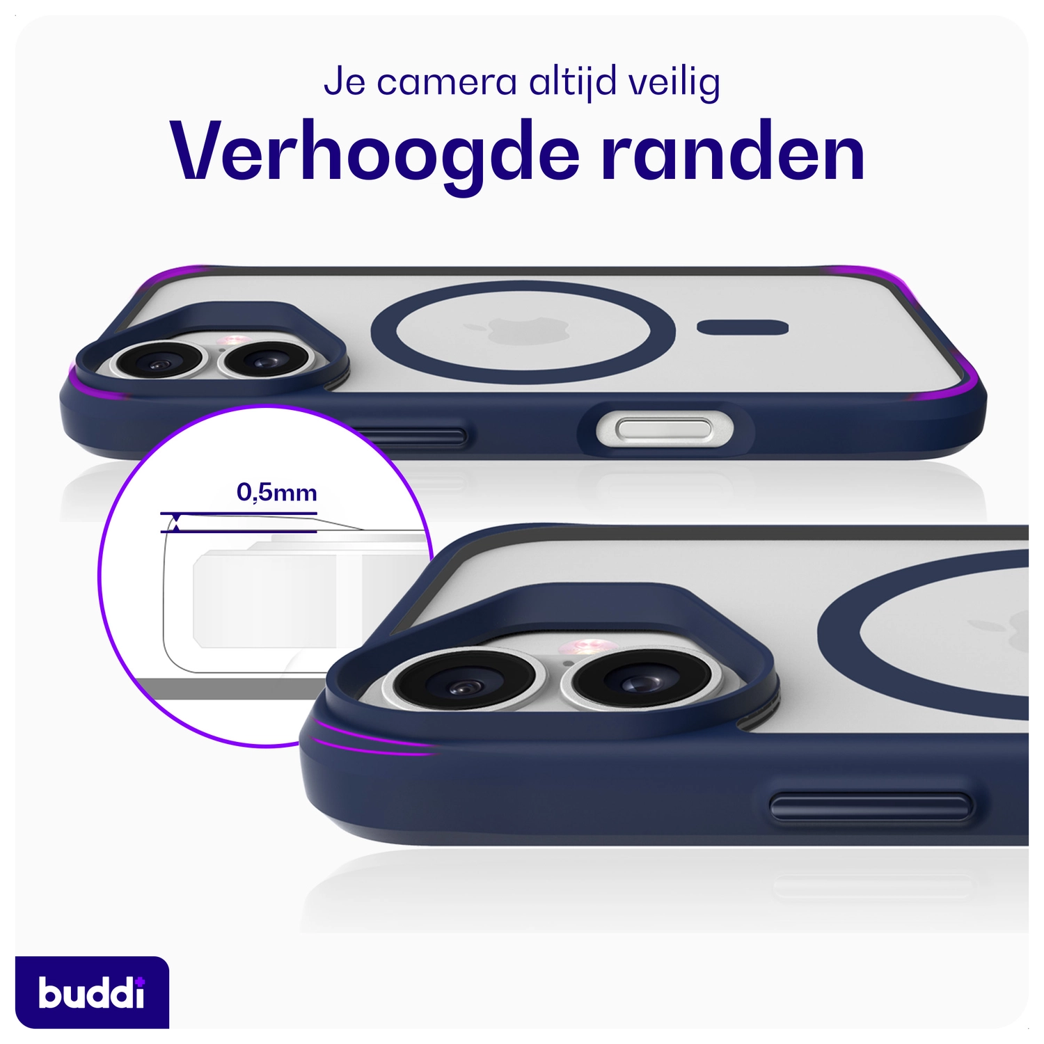 Buddi Hybrid Apple iPhone 17 Hoesje MagSafe Back Cover Matte Blauw afbeelding 5