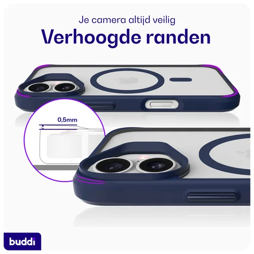 Buddi Hybrid Apple iPhone 17 Hoesje MagSafe Back Cover Matte Blauw afbeelding 5