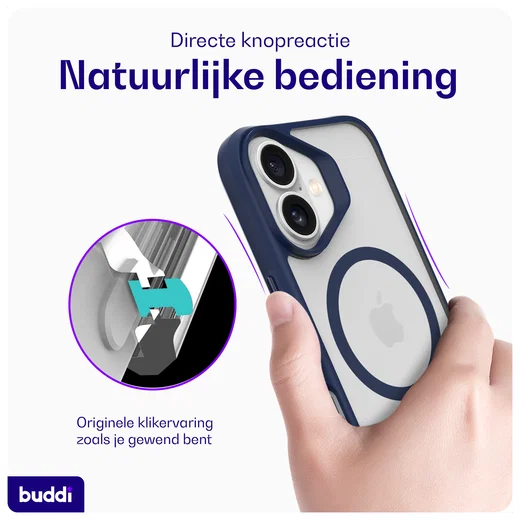 Buddi Hybrid Apple iPhone 17 Hoesje MagSafe Back Cover Matte Blauw afbeelding 6