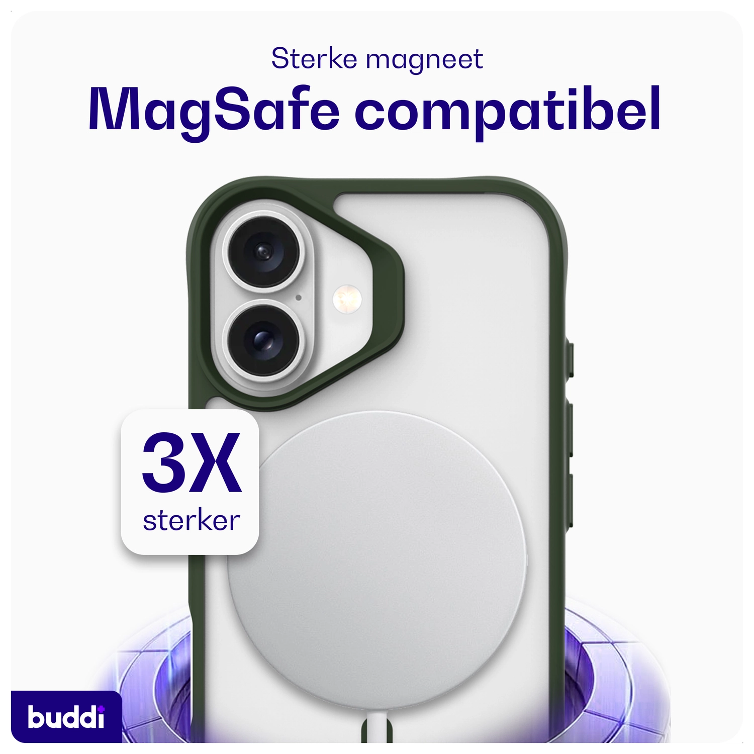 Buddi Hybrid Apple iPhone 17 Hoesje MagSafe Back Cover Matte Groen afbeelding 4