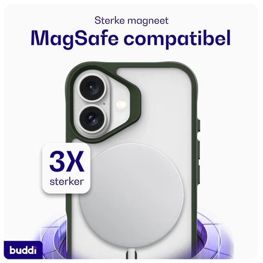 Buddi Hybrid Apple iPhone 17 Hoesje MagSafe Back Cover Matte Groen afbeelding 4