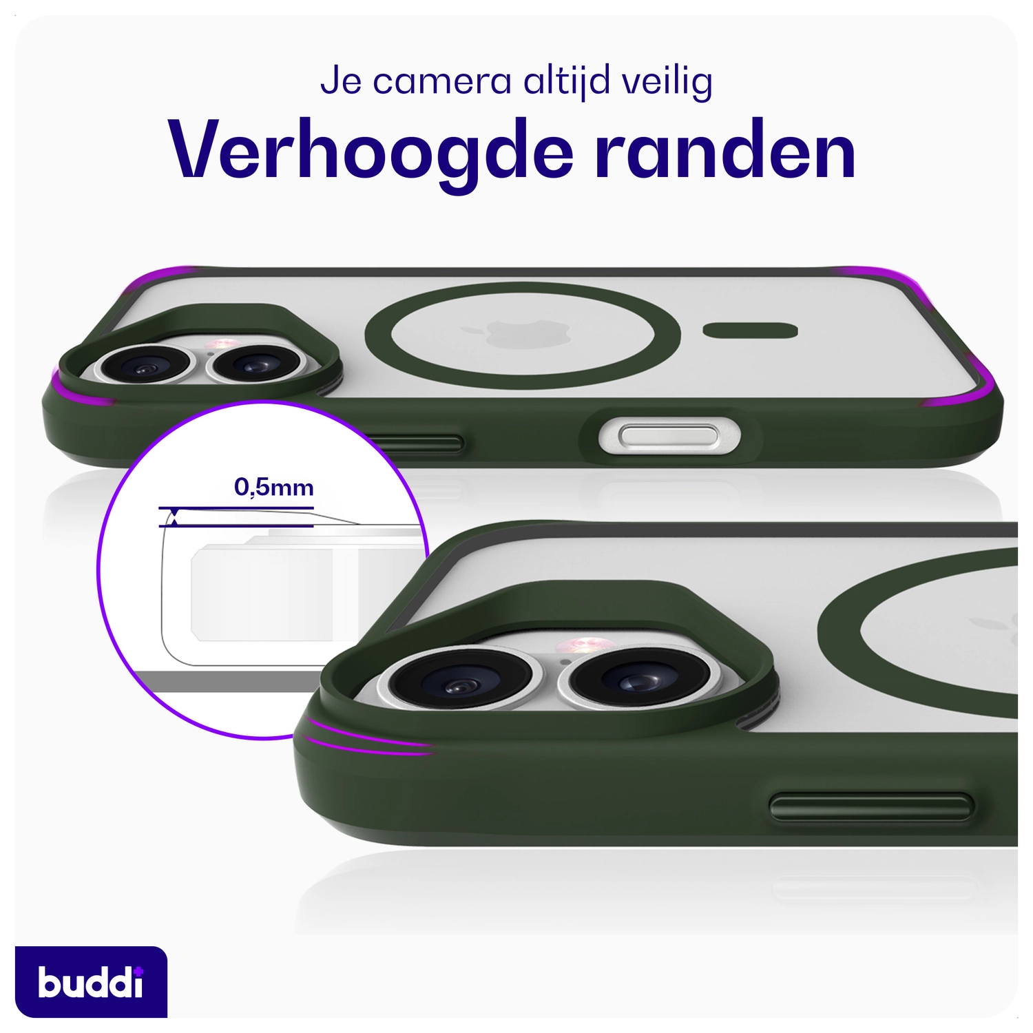 Buddi Hybrid Apple iPhone 17 Hoesje MagSafe Back Cover Matte Groen afbeelding 5