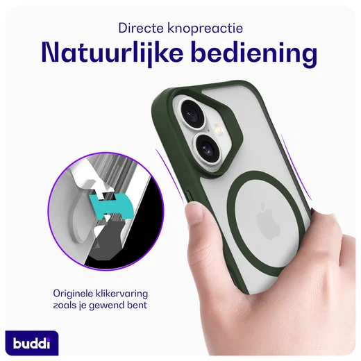 Buddi Hybrid Apple iPhone 17 Hoesje MagSafe Back Cover Matte Groen afbeelding 6