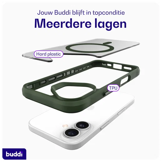 Buddi Hybrid Apple iPhone 17 Hoesje MagSafe Back Cover Matte Groen afbeelding 8