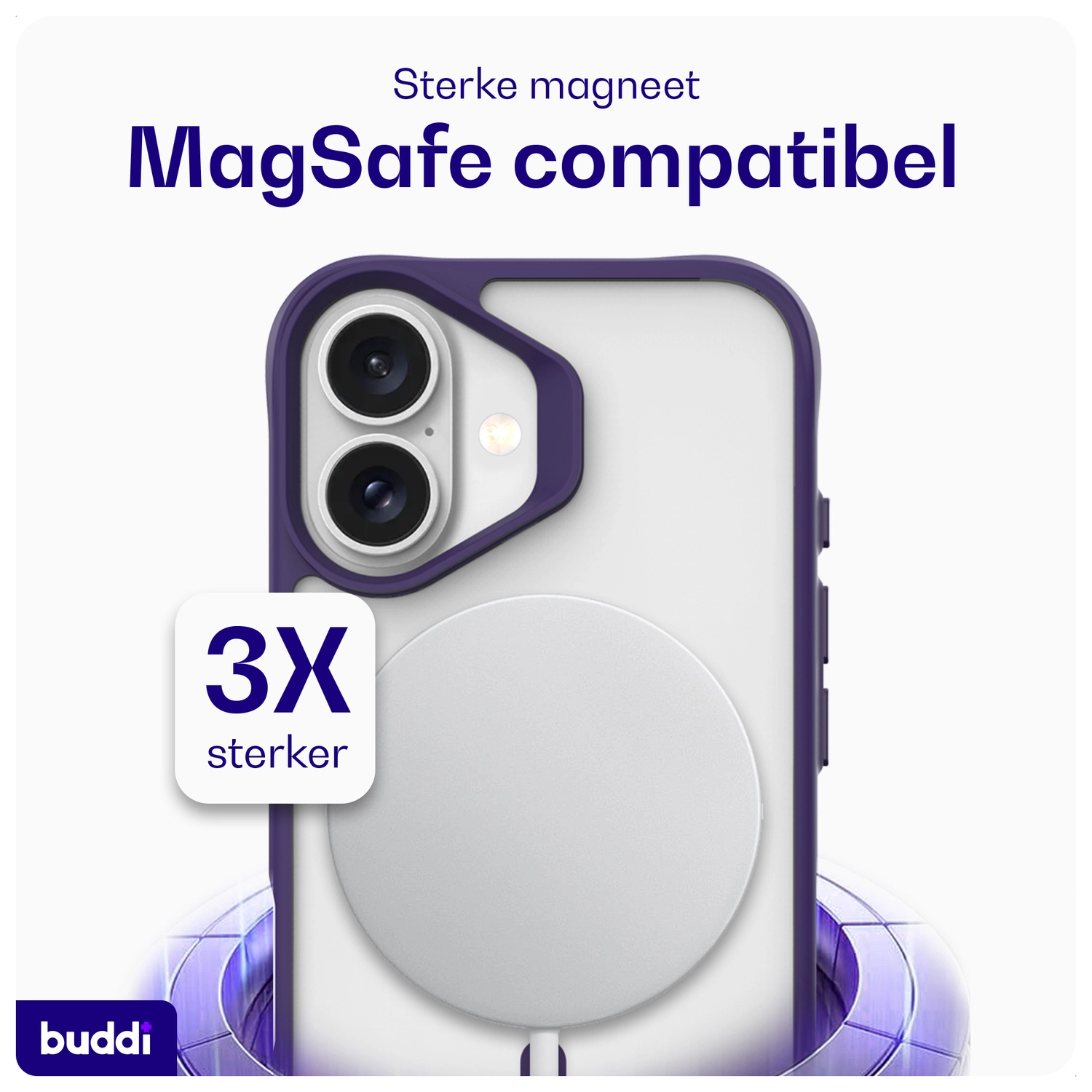 Buddi Hybrid Apple iPhone 17 Hoesje MagSafe Back Cover Matte Paars afbeelding 4