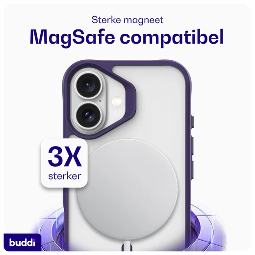 Buddi Hybrid Apple iPhone 17 Hoesje MagSafe Back Cover Matte Paars afbeelding 4