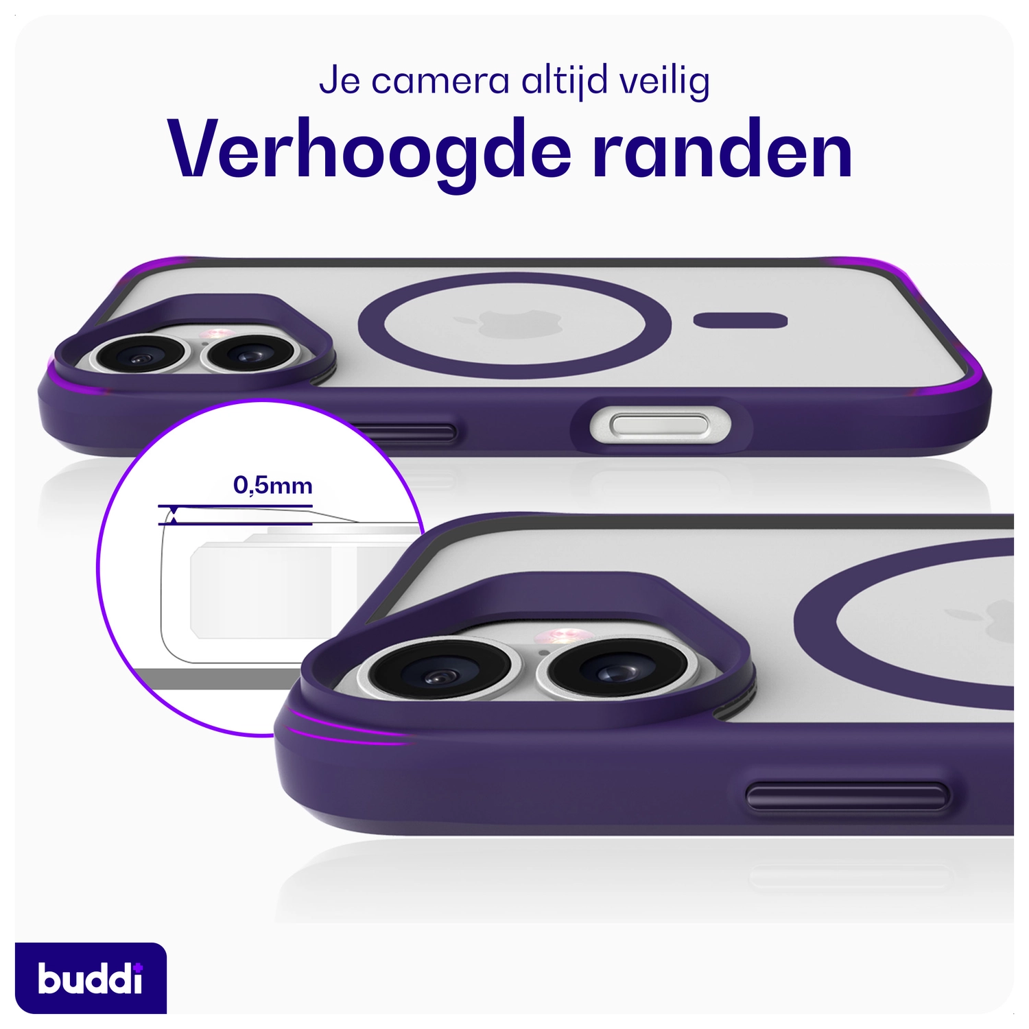 Buddi Hybrid Apple iPhone 17 Hoesje MagSafe Back Cover Matte Paars afbeelding 5