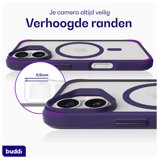 Buddi Hybrid Apple iPhone 17 Hoesje MagSafe Back Cover Matte Paars afbeelding 5