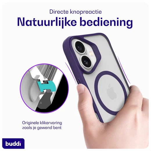 Buddi Hybrid Apple iPhone 17 Hoesje MagSafe Back Cover Matte Paars afbeelding 6