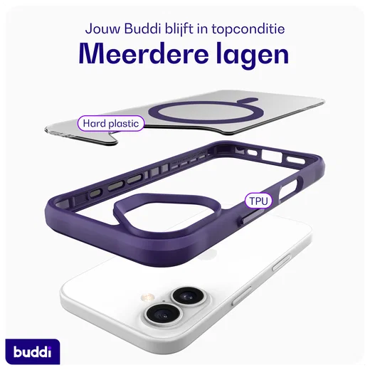 Buddi Hybrid Apple iPhone 17 Hoesje MagSafe Back Cover Matte Paars afbeelding 8