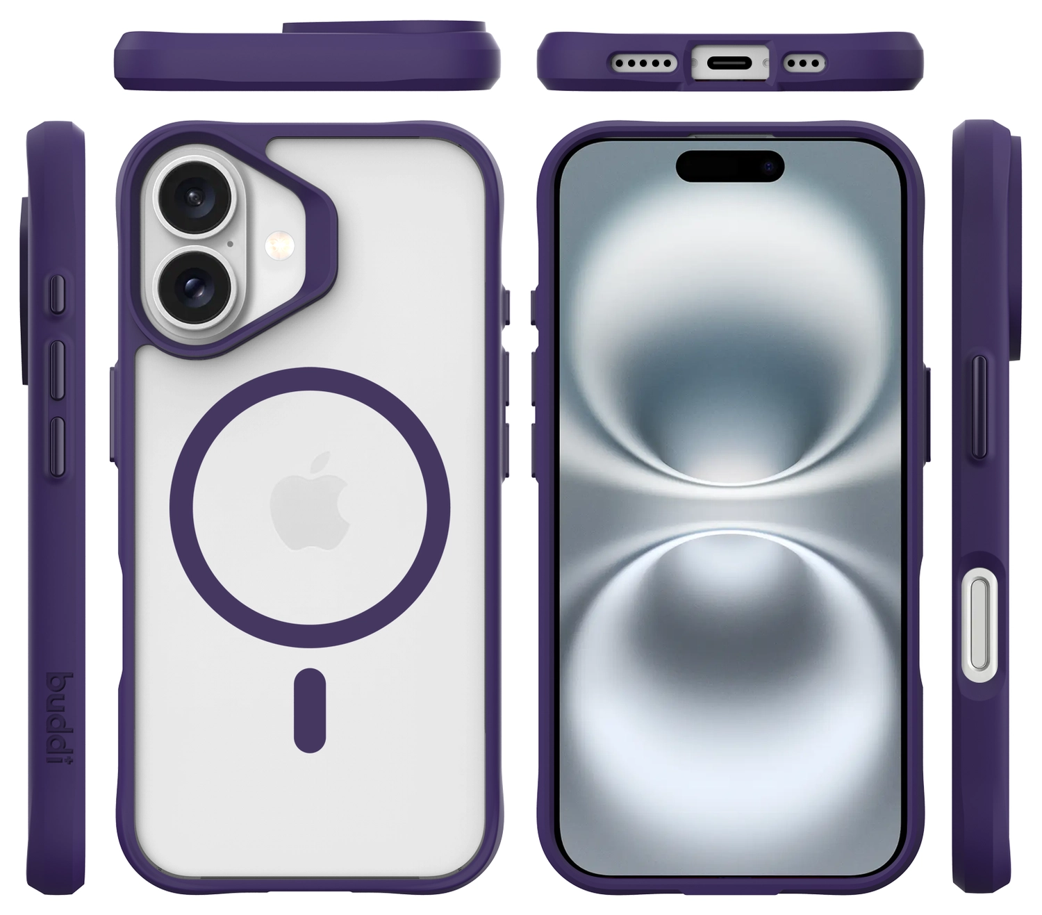 Buddi Hybrid Apple iPhone 17 Hoesje MagSafe Back Cover Matte Paars afbeelding 10