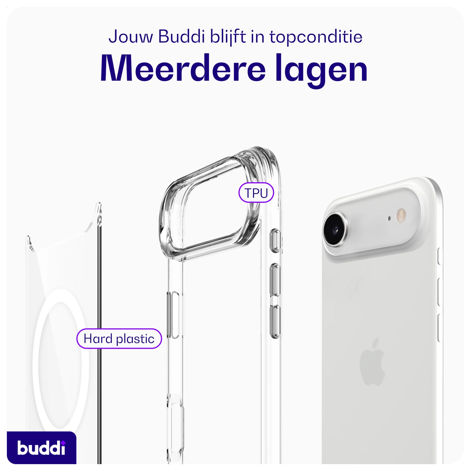 Buddi Core Apple iPhone Air Hoesje MagSafe Back Cover Transparant afbeelding 6