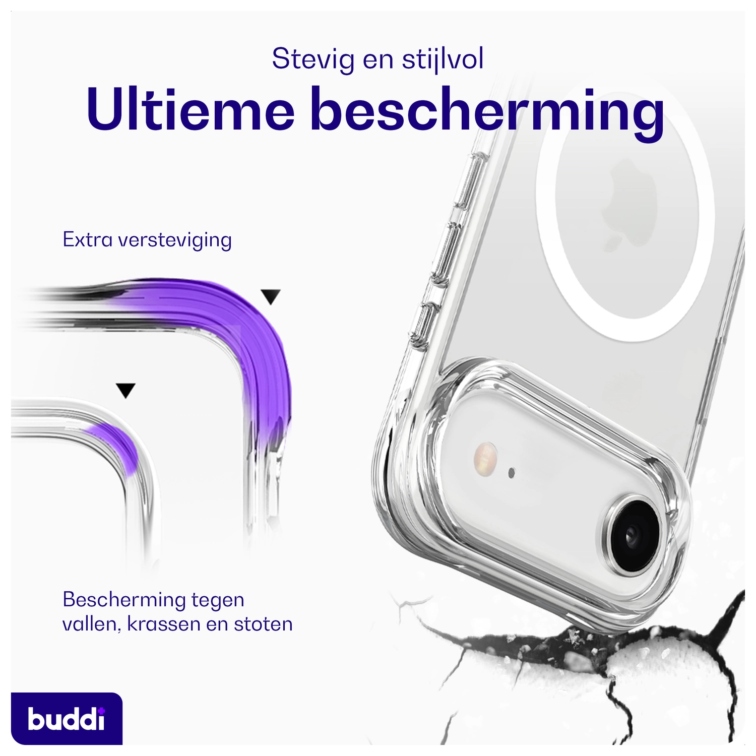 Buddi Core Apple iPhone Air Hoesje MagSafe Back Cover Matte Transparant afbeelding 3