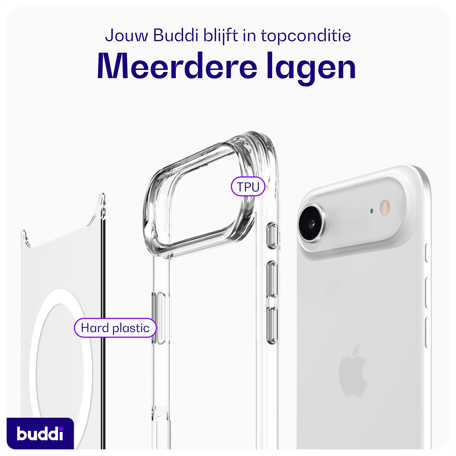 Buddi Core Apple iPhone Air Hoesje MagSafe Back Cover Matte Transparant afbeelding 6