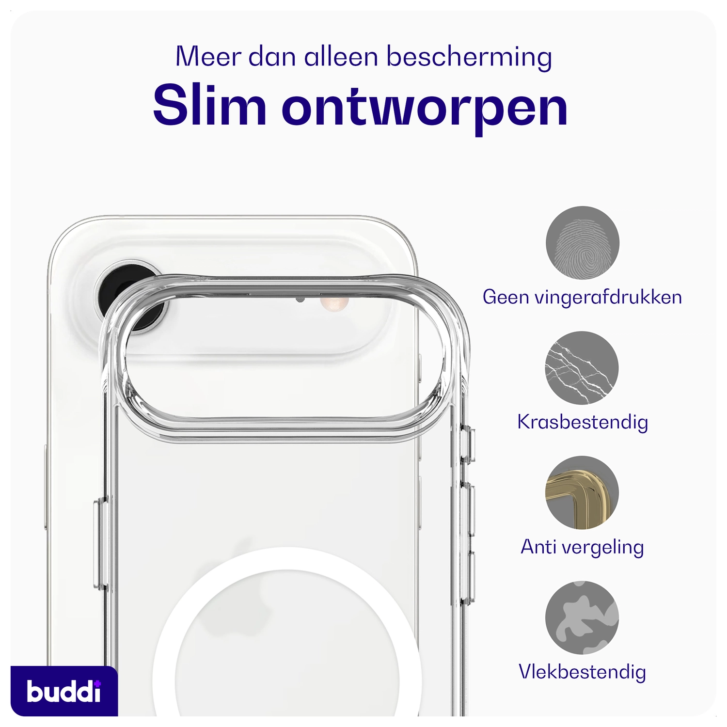 Buddi Core Apple iPhone Air Hoesje MagSafe Back Cover Matte Transparant afbeelding 8