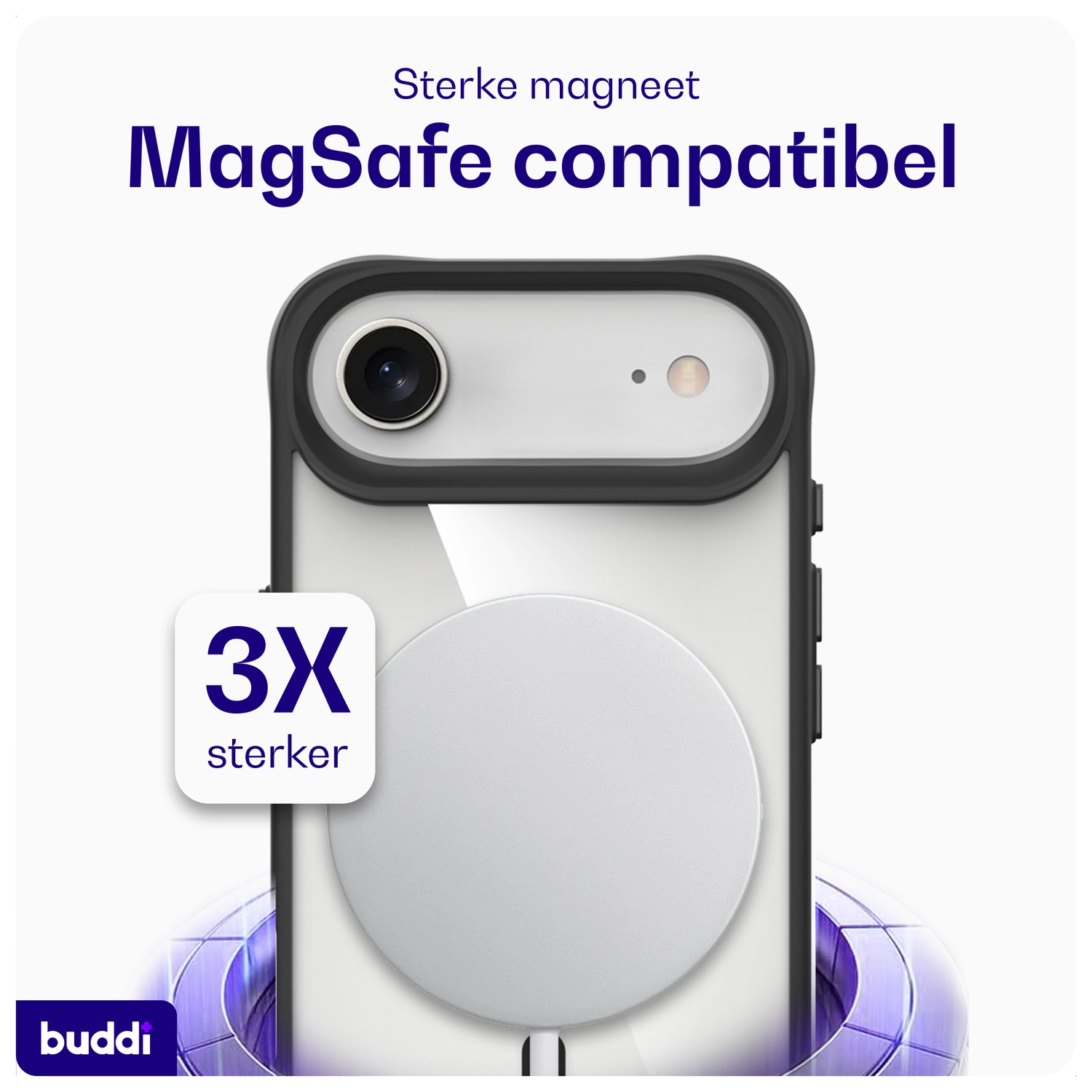 Buddi Hybrid Apple iPhone Air Hoesje MagSafe Back Cover Transparant Zwart afbeelding 4