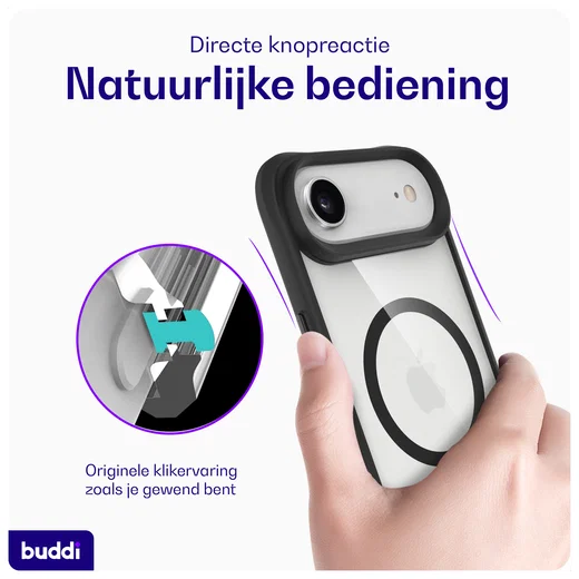 Buddi Hybrid Apple iPhone Air Hoesje MagSafe Back Cover Transparant Zwart afbeelding 6
