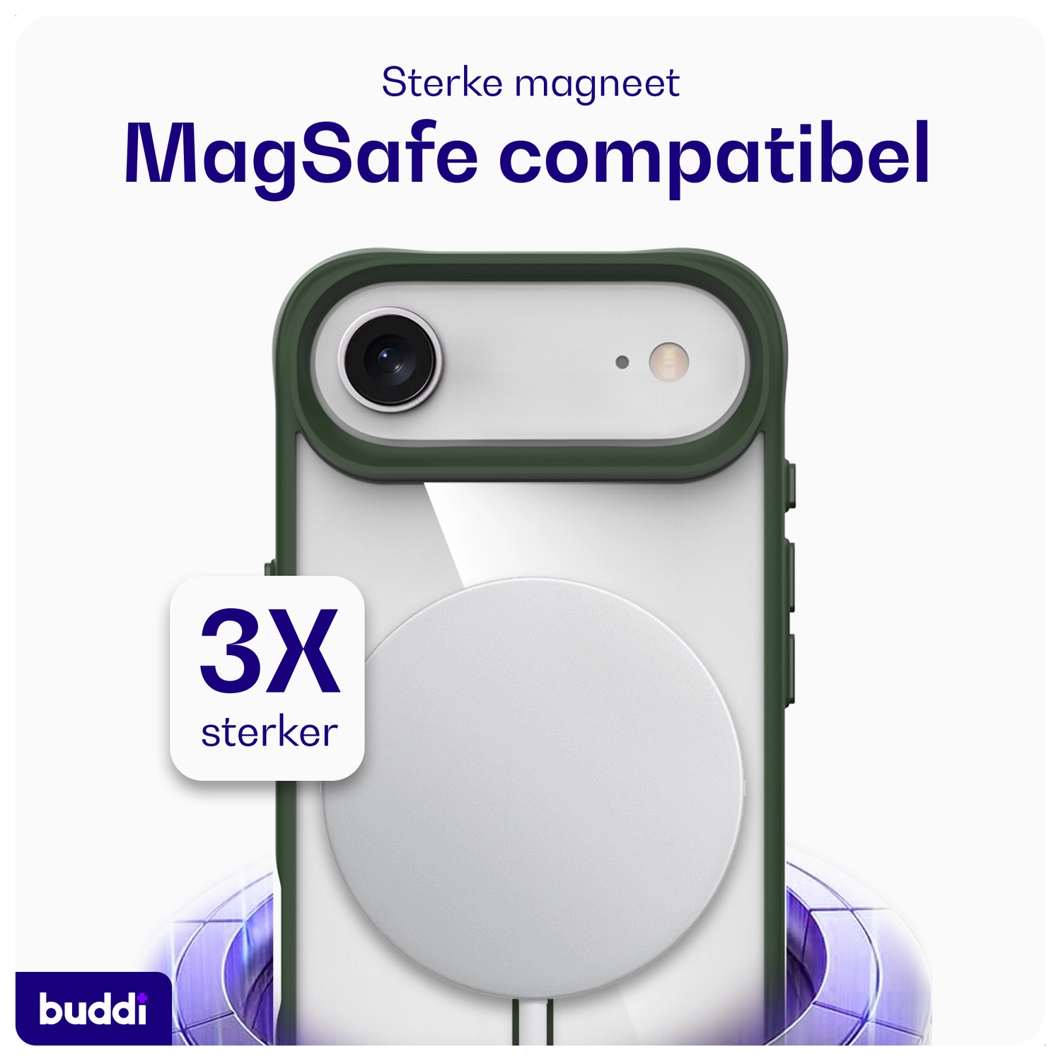 Buddi Hybrid Apple iPhone Air Hoesje MagSafe Back Cover Transparant Groen afbeelding 4