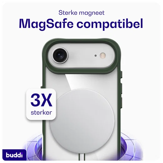 Buddi Hybrid Apple iPhone Air Hoesje MagSafe Back Cover Transparant Groen afbeelding 4