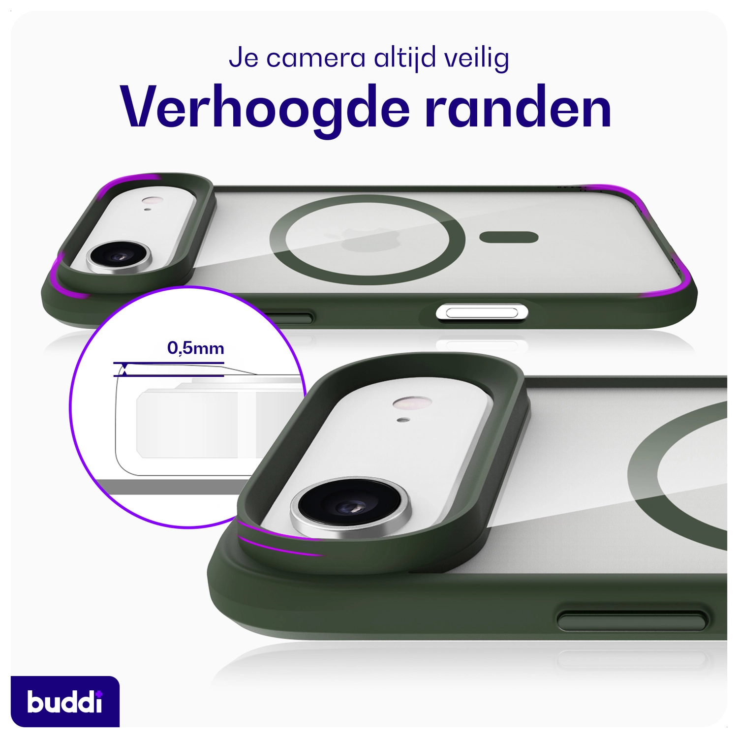 Buddi Hybrid Apple iPhone Air Hoesje MagSafe Back Cover Transparant Groen afbeelding 5