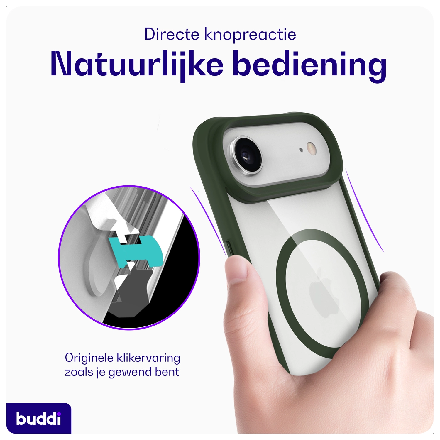 Buddi Hybrid Apple iPhone Air Hoesje MagSafe Back Cover Transparant Groen afbeelding 6