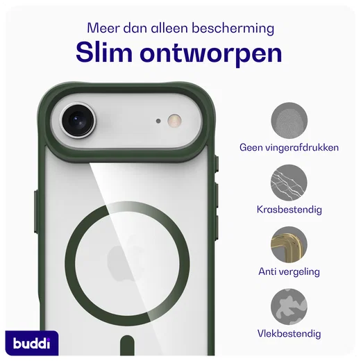 Buddi Hybrid Apple iPhone Air Hoesje MagSafe Back Cover Transparant Groen afbeelding 7