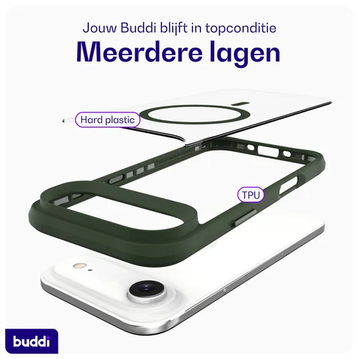 Buddi Hybrid Apple iPhone Air Hoesje MagSafe Back Cover Transparant Groen afbeelding 8