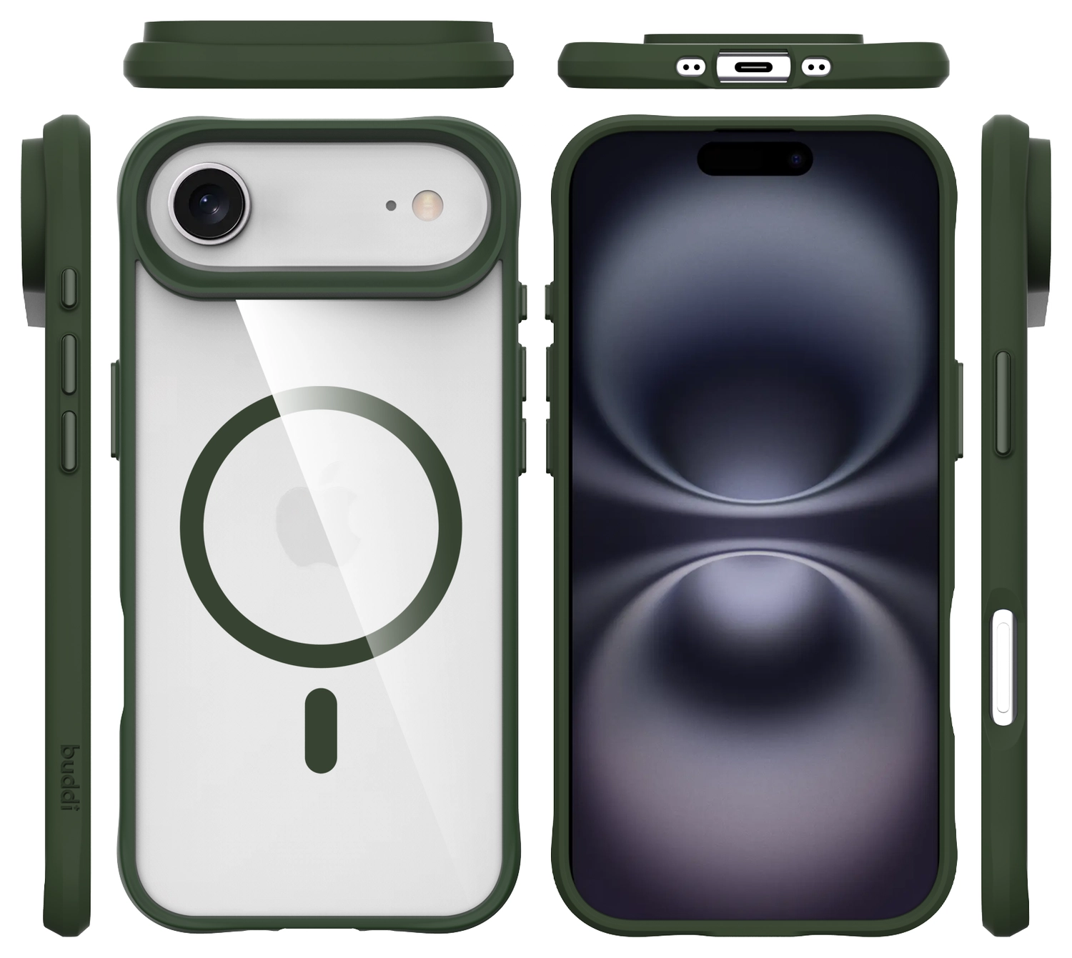 Buddi Hybrid Apple iPhone Air Hoesje MagSafe Back Cover Transparant Groen afbeelding 10