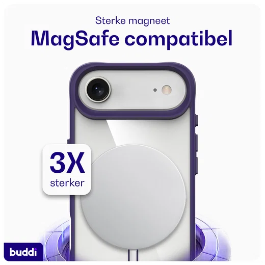 Buddi Hybrid Apple iPhone Air Hoesje MagSafe Back Cover Transparant Paars afbeelding 4
