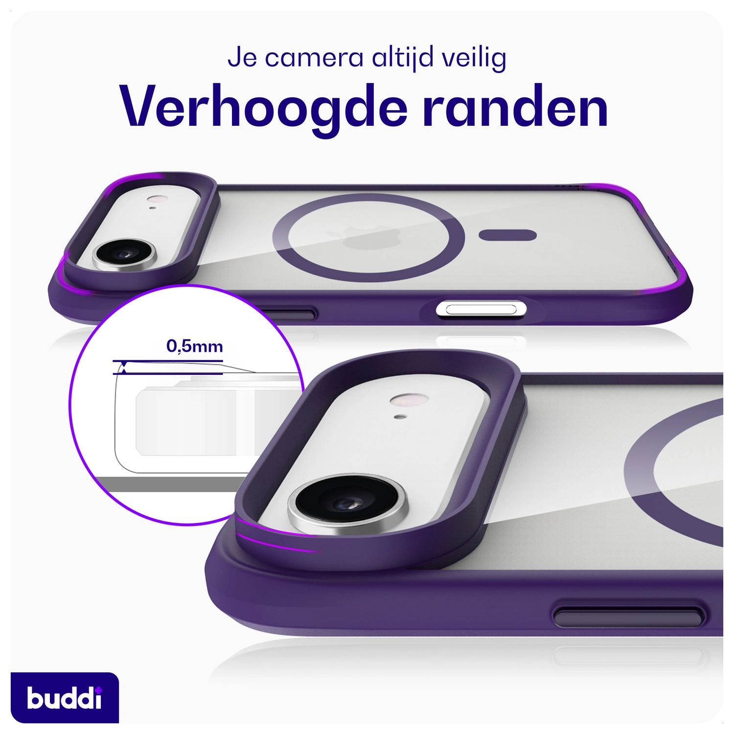 Buddi Hybrid Apple iPhone Air Hoesje MagSafe Back Cover Transparant Paars afbeelding 5