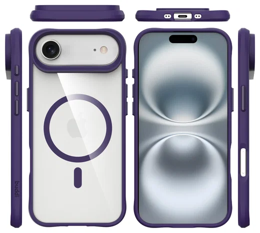 Buddi Hybrid Apple iPhone Air Hoesje MagSafe Back Cover Transparant Paars afbeelding 10