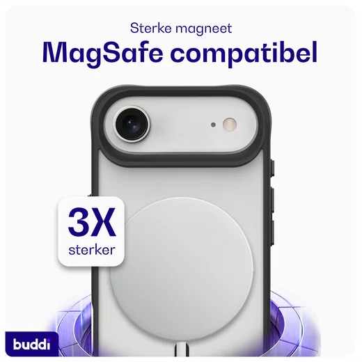 Buddi Hybrid Apple iPhone Air Hoesje MagSafe Back Cover Matte Zwart afbeelding 4