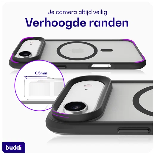 Buddi Hybrid Apple iPhone Air Hoesje MagSafe Back Cover Matte Zwart afbeelding 5