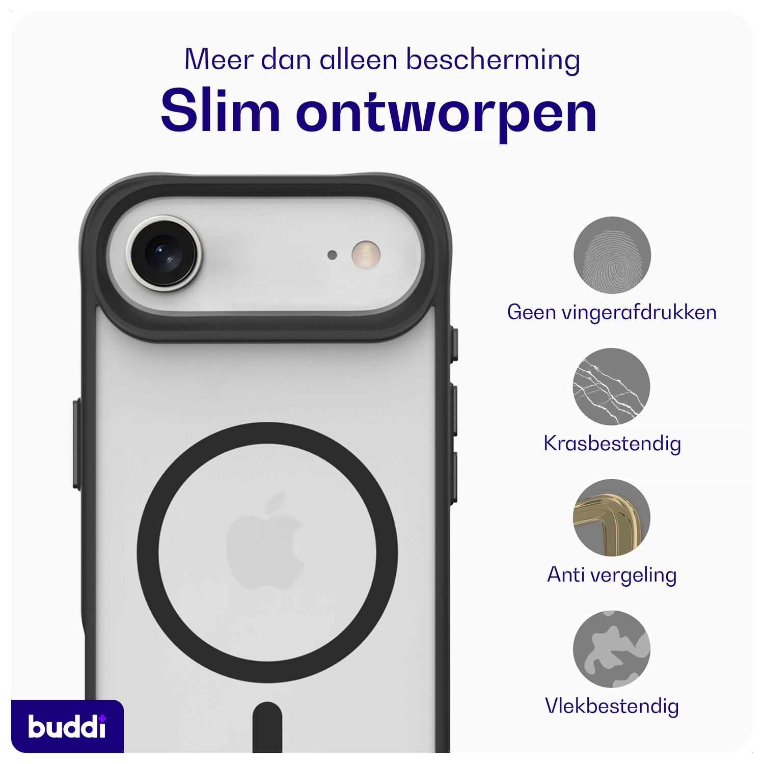 Buddi Hybrid Apple iPhone Air Hoesje MagSafe Back Cover Matte Zwart afbeelding 7