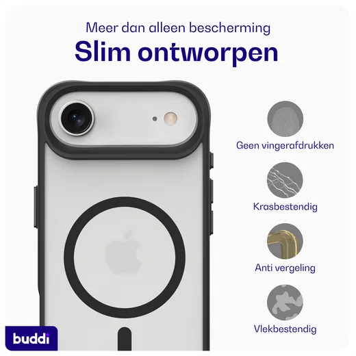 Buddi Hybrid Apple iPhone Air Hoesje MagSafe Back Cover Matte Zwart afbeelding 7