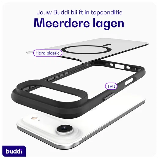 Buddi Hybrid Apple iPhone Air Hoesje MagSafe Back Cover Matte Zwart afbeelding 8