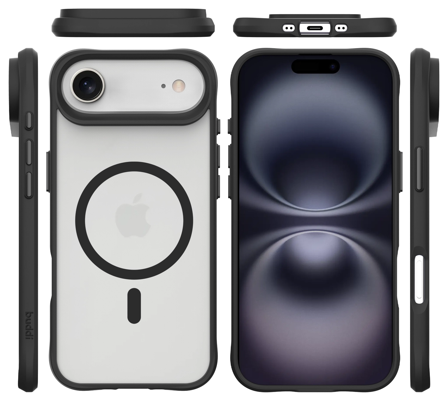 Buddi Hybrid Apple iPhone Air Hoesje MagSafe Back Cover Matte Zwart afbeelding 10