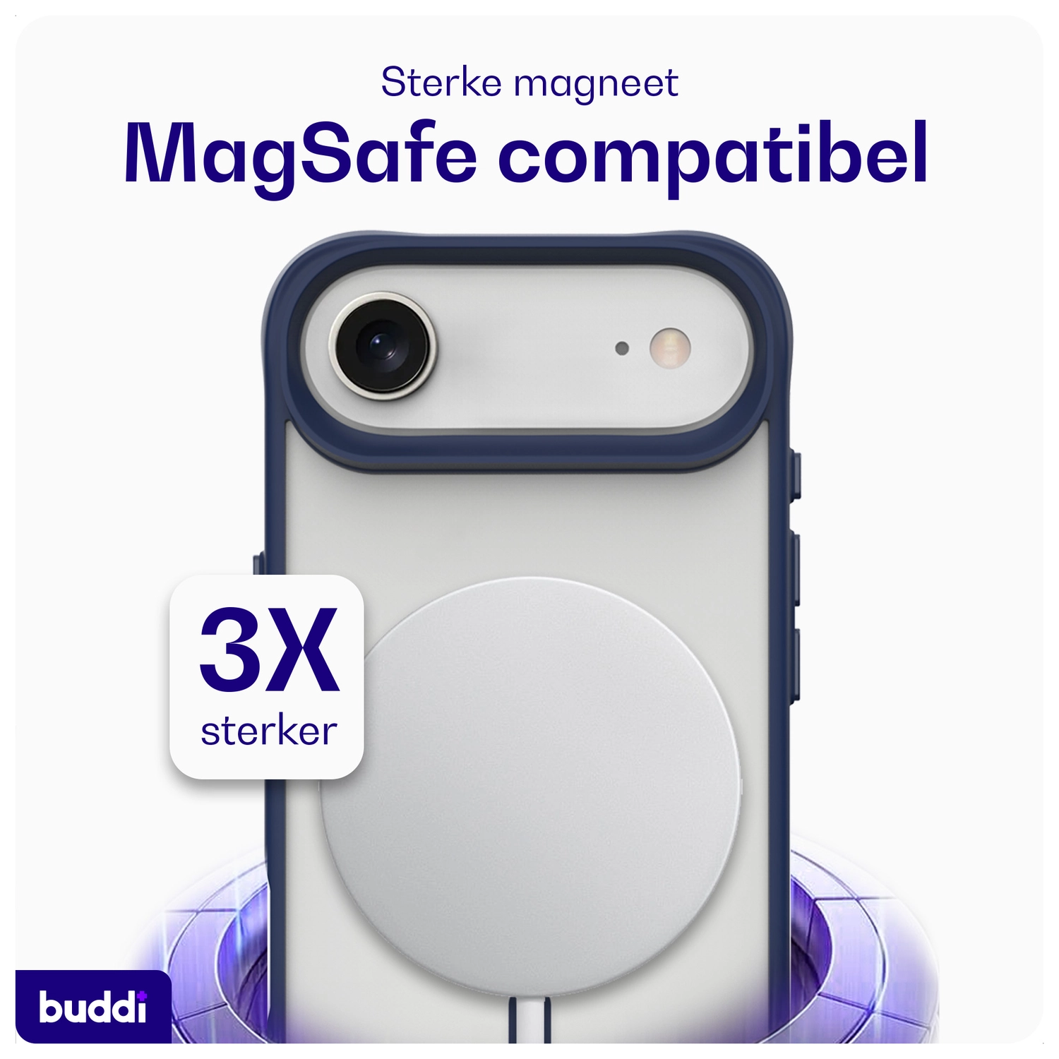 Buddi Hybrid Apple iPhone Air Hoesje MagSafe Back Cover Matte Blauw afbeelding 4
